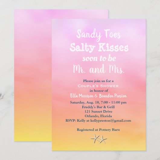 Waterverf Sandy Toes Couple's Shower sunset Kaart (Voorkant / Achterkant)