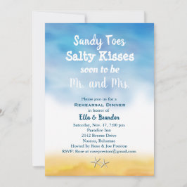 Waterverf Sandy Toes Rehearsal Dinner sky en zand Kaart
