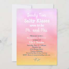 Waterverf Sandy Toes Rehearsal Dinner sunset Kaart