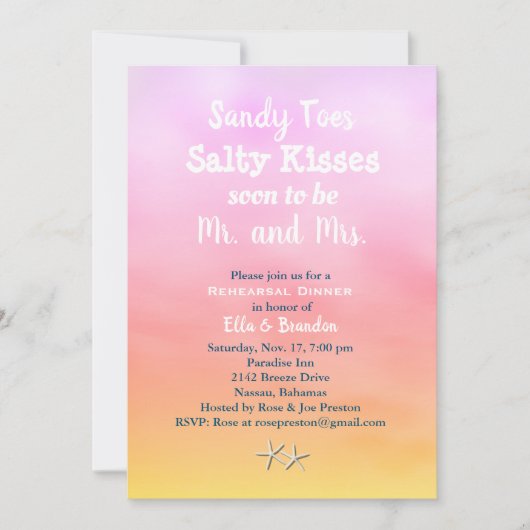 Waterverf Sandy Toes Rehearsal Dinner sunset Kaart (Voorkant)