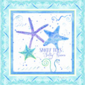 Waterverf Sandy Toes Salty Kisses Strand Zeester Sticker (Voorkant)