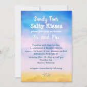 Waterverf Sandy Toes Wedding Invite sunset and zan Kaart (Voorkant)