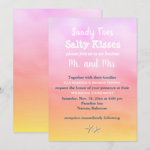Waterverf Sandy Toes Wedding Invite sunset Kaart