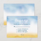 Waterverf Sandy Toes Wedding RSVP - lucht en zand (Voorkant / Achterkant)