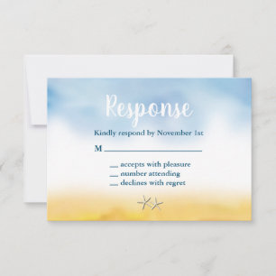 Waterverf Sandy Toes Wedding RSVP - lucht en zand Kaartje