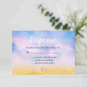 Waterverf Sandy Toes Wedding RSVP - zonsondergang  (Staand voorkant)
