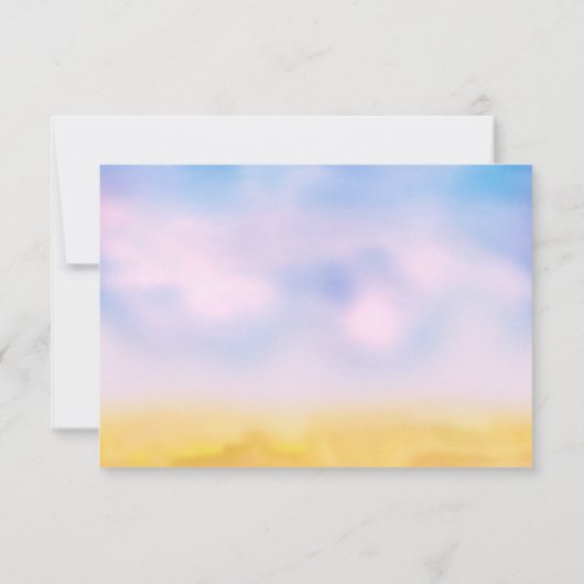 Waterverf Sandy Toes Wedding RSVP - zonsondergang  (Achterkant)