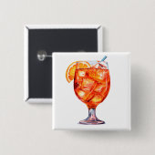 Waterverf Sangria Cocktail Drink Vierkante Button 5,1 Cm (Voorkant /achterkant)