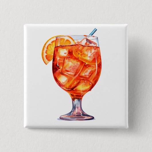 Waterverf Sangria Cocktail Drink Vierkante Button 5,1 Cm (Voorkant)