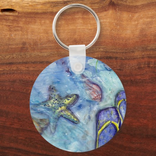 Waterverf Sanibel Sandals Sleutelhanger (Voorkant)