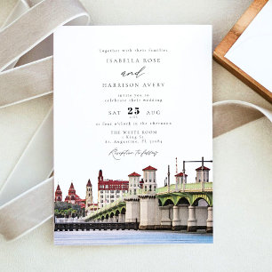 Waterverf Sant Augustine Florida Skyline Wedding Kaart