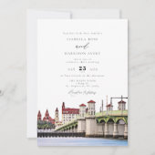 Waterverf Sant Augustine Florida Skyline Wedding Kaart (Voorkant)
