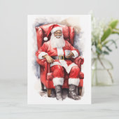 Waterverf Santa Afrikaans Amerikaans Feestdagenkaart (Staand voorkant)