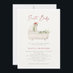 Waterverf Santa Baby Christmas Baby shower Kaart<br><div class="desc">Vier het seizoen van plezier en het liefste geschenk van allemaal met onze Watercolor Santa Baby Christmas Baby shower Invitation! Dit betoverende ontwerp heeft een delicate feestelijke basinette versierd met weelderige poinsettia's, groen en een grillige vakantiecharme. Elegante scripttypografie voegt een sierlijke toets toe, en legt de magie vast van het...</div>