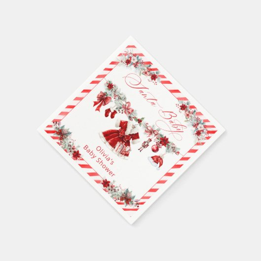 Waterverf Santa Baby Christmas Girl Baby shower Servet (Hoek)
