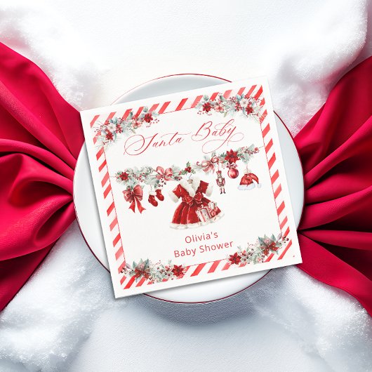 Waterverf Santa Baby Christmas Girl Baby shower Servet