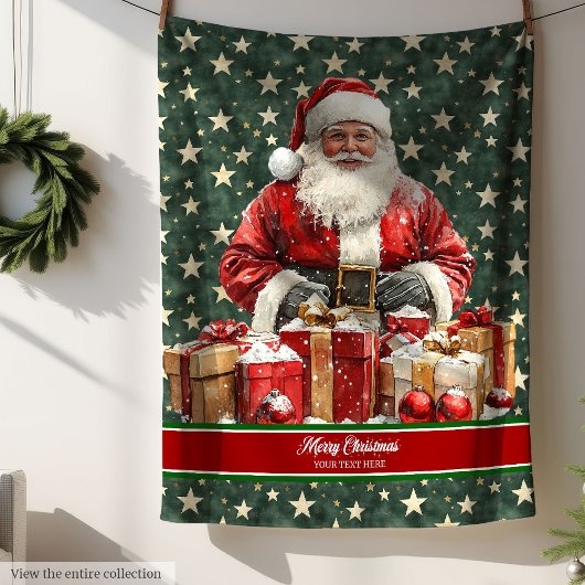 Waterverf Santa Blanket voor kerstcadeau Fleece Deken
