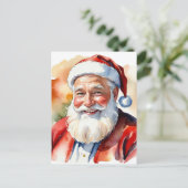 Waterverf Santa Christmas Afbeelding Briefkaart (Staand voorkant)
