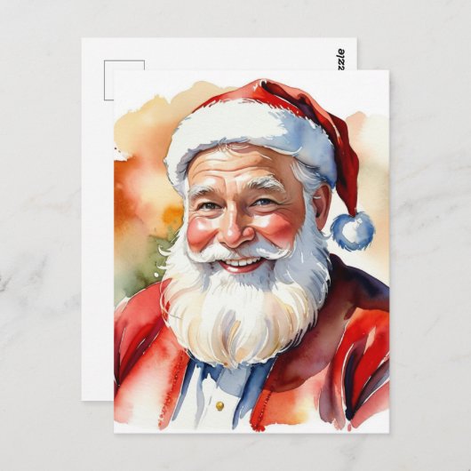 Waterverf Santa Christmas Afbeelding Briefkaart (Voorkant / Achterkant)