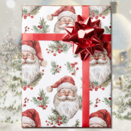 Waterverf Santa Christmas Country Cottage Cadeaupapier