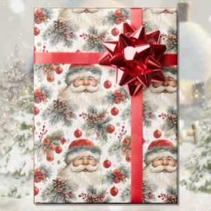 Waterverf Santa Claus Christmas Country Cottage Cadeaupapier