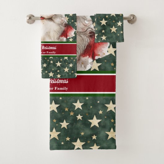 Waterverf Santa Claus Custom Badhanddoek Set Bad Handdoek (Insitu)