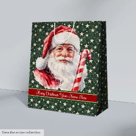  Waterverf Santa Claus Gift Bag Monogram Medium Cadeauzakje