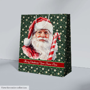Waterverf Santa Claus Gift Bag Monogram Medium Cadeauzakje