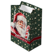  Waterverf Santa Claus Gift Bag Monogram Medium Cadeauzakje (Voorkant Gekanteld)