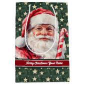  Waterverf Santa Claus Gift Bag Monogram Medium Cadeauzakje (Voorkant)