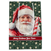  Waterverf Santa Claus Gift Bag Monogram Medium Cadeauzakje (Achterkant)