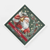 Waterverf Santa Claus Monogram Party servetten (Hoek)