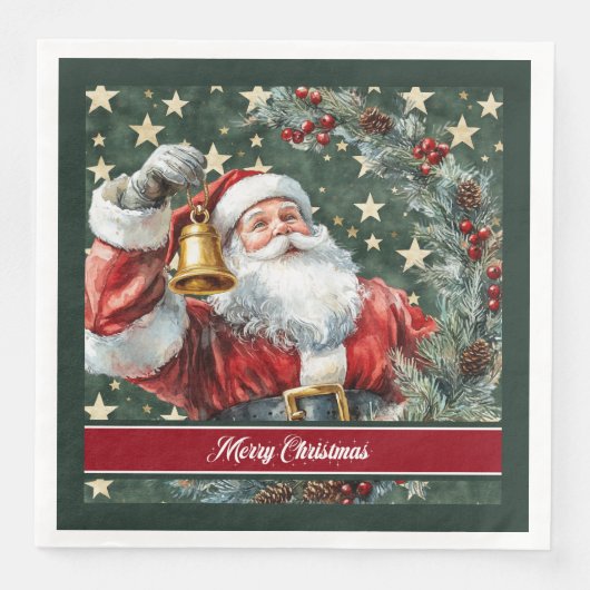 Waterverf Santa Claus Monogram Party servetten (Voorkant)