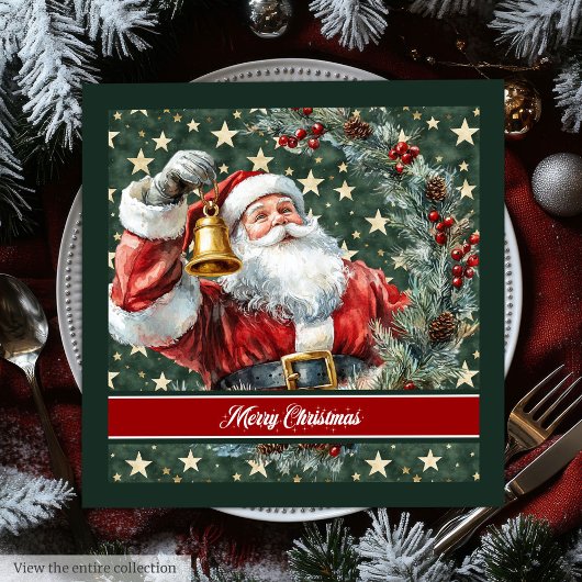 Waterverf Santa Claus Monogram Party servetten
