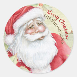 Waterverf Santa Clause Ronde Sticker