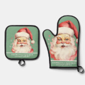  Waterverf Santa Face Christmas Custom Ovenwant & Pannenlap Set (Voorkant)