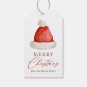 Waterverf Santa hat kerstvakantie Cadeaulabel (Voorkant)