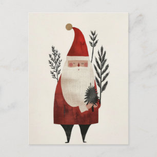 Waterverf Santa Illustration Minimalist Christmas Briefkaart