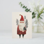 Waterverf Santa Illustration Minimalist Christmas Briefkaart (Staand voorkant)