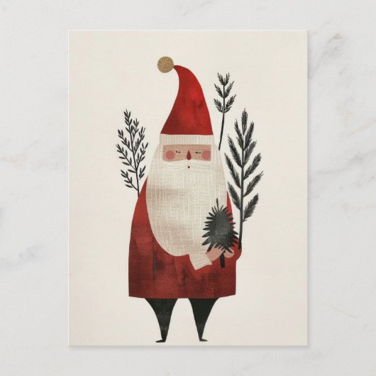Waterverf Santa Illustration Minimalist Christmas Briefkaart (Voorkant)