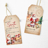 Waterverf  Santa Merry Christmas Gift Labels Cadeaulabel