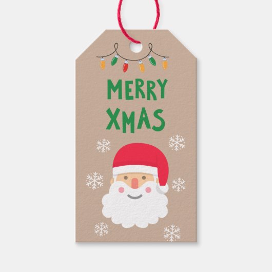  Waterverf Santa Merry Xmas Labels met cadeaus Cadeaulabel (Voorkant)