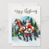Waterverf Santa met paard Kaart (Voorkant)