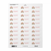 Waterverf Santa Monogram Crest Adres Etiket (Full Sheet)