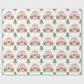 Waterverf Santa Monogram Crest Christmas Cadeaupapier (Vlak)
