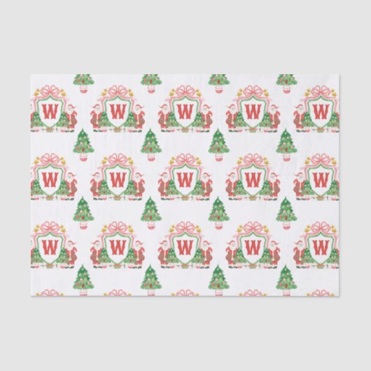Waterverf Santa Monogram Crest Christmas Tissuepapier (Voorkant)