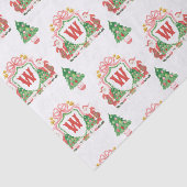 Waterverf Santa Monogram Crest Christmas Tissuepapier (Detail)