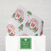Waterverf Santa Monogram Crest Christmas