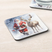Waterverf Santa Onderzetter Set (Linkerzijde)