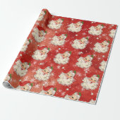  Waterverf Santa Retro Cadeaupapier (Uitgerold)